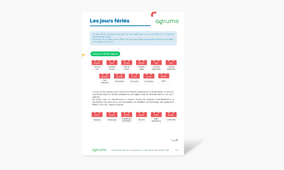 Fiche pratique - Les jours fériés en France