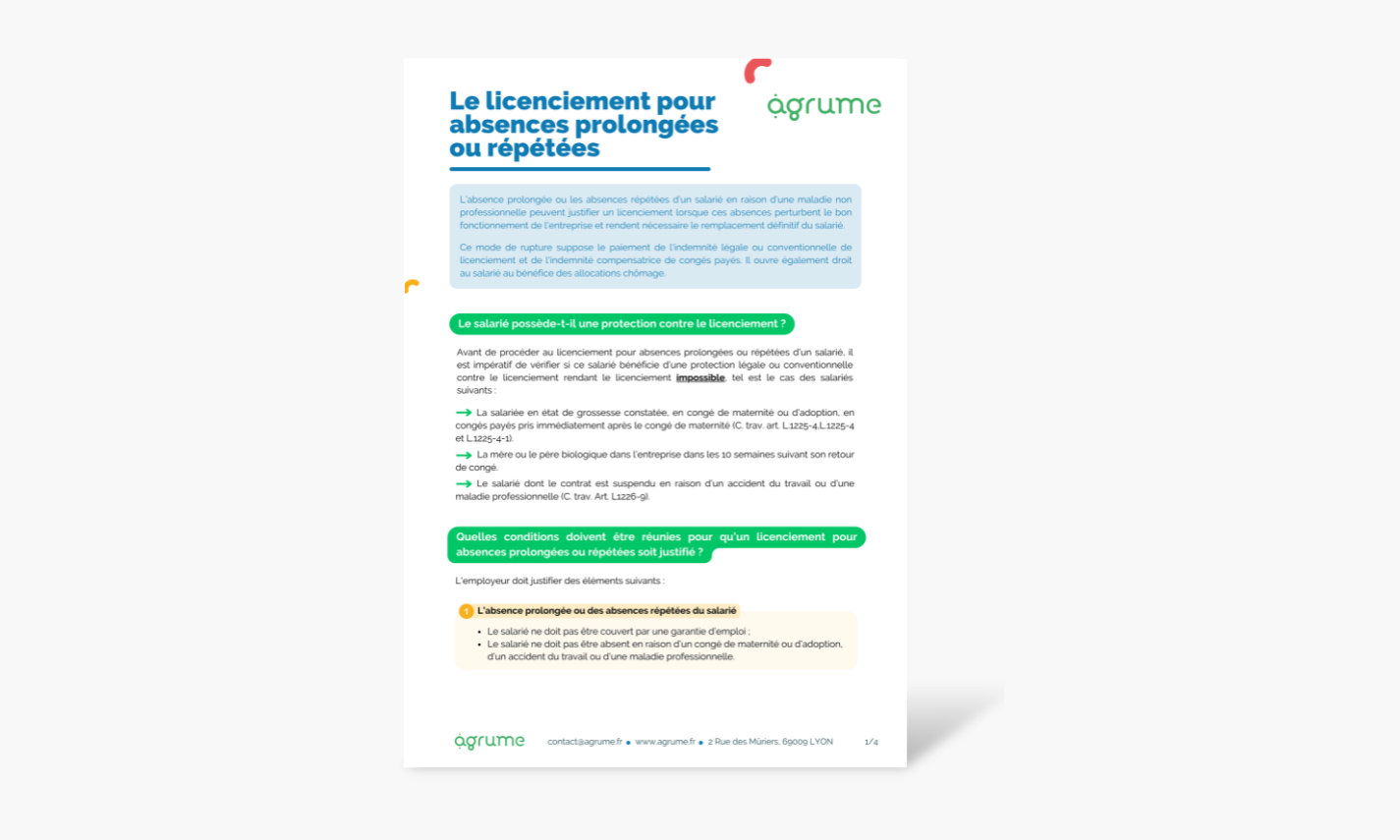 Fiche pratique Licenciement d'un salarié pour absences prolongées ou répétées