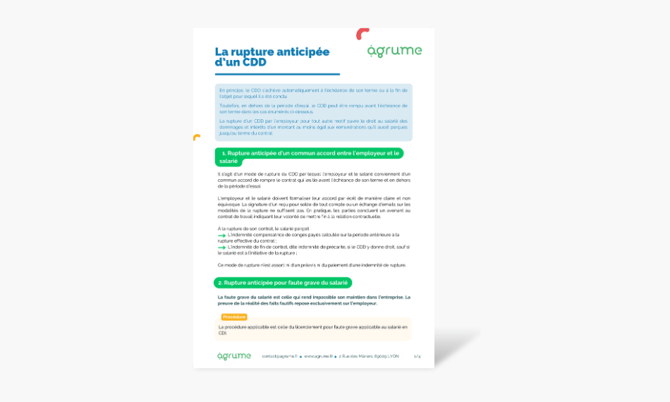 Fiche pratique sue la rupture anticipée d'un CDD