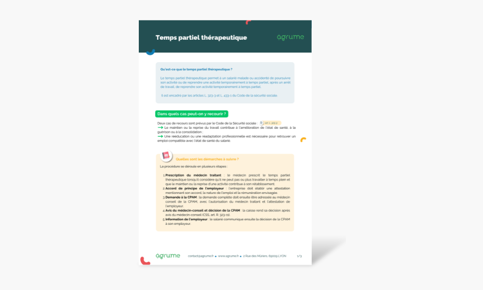 Fiche pratique - Temps partiel thérapeutique