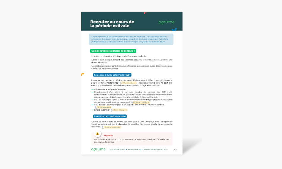 Fiche pratique - Recruter au cours de la période estivale