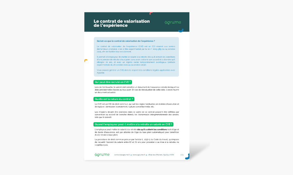 Fiche pratique - Contrat de valorisation de l'expérience