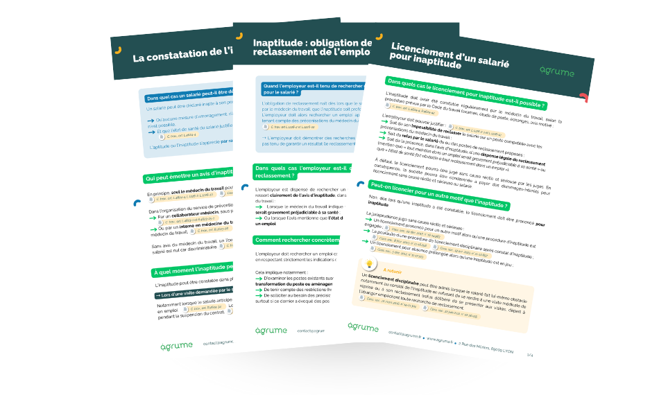 Ensemble de fiches pratique - L'inaptitude du salarié