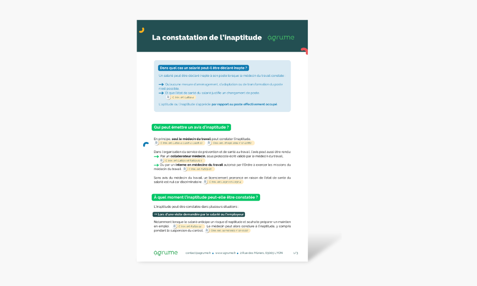 Fiche pratique - Le constatation de l'inaptitude
