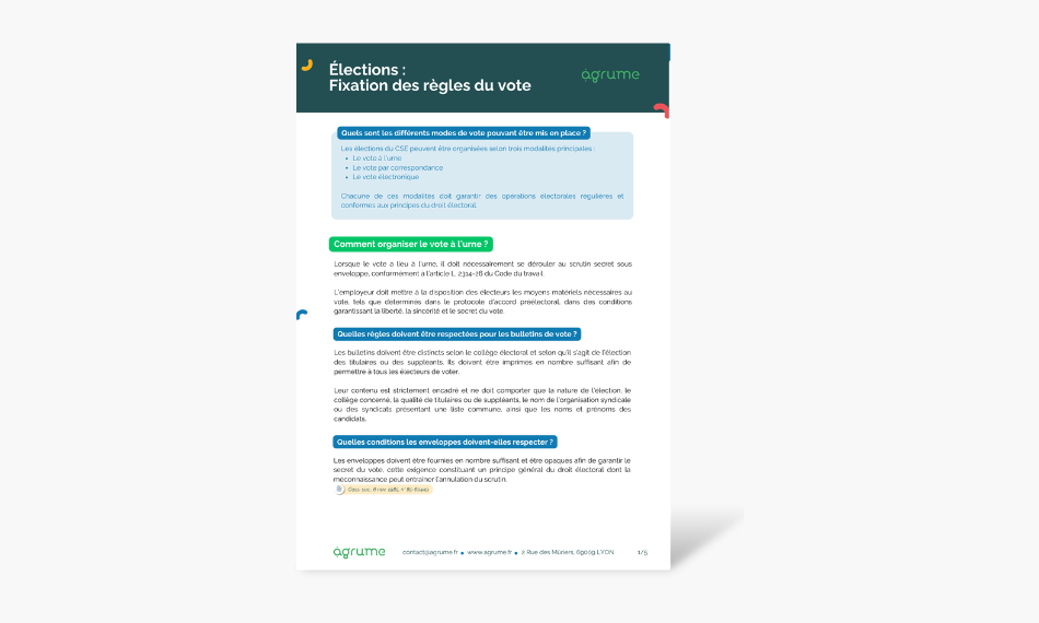 Fiche pratique - Elections - fixation des règles du vote