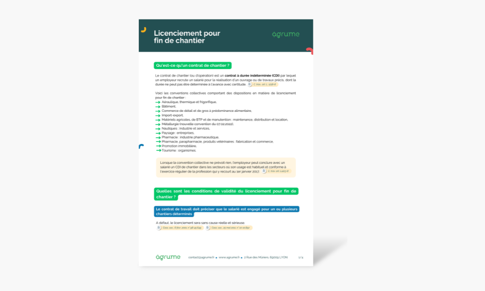 Fiche pratique - Licenciement pour fin de chantier