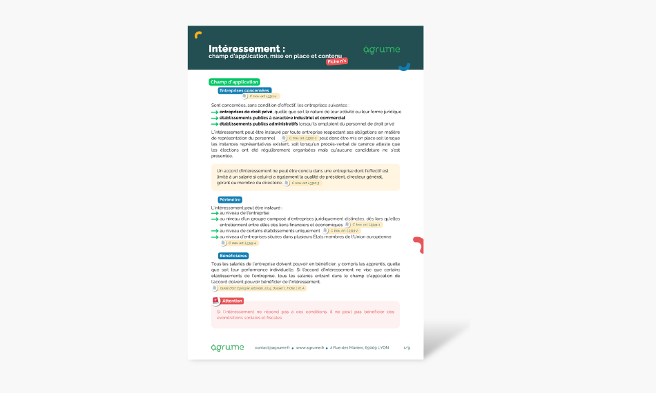 Fiche pratique - Intéressement - Fiche 1