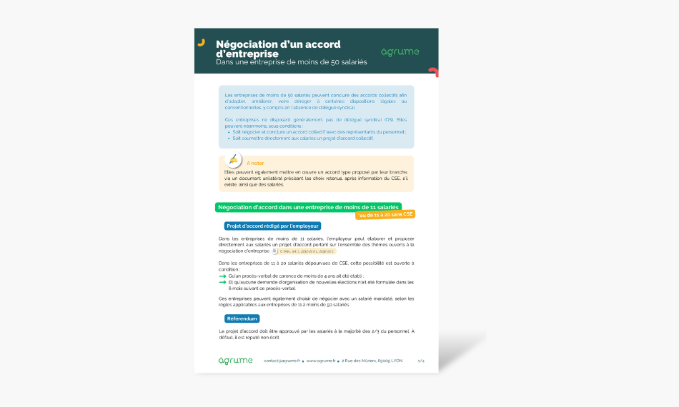 Fiche pratique - La négociation collective (entreprise - 50 salariés)