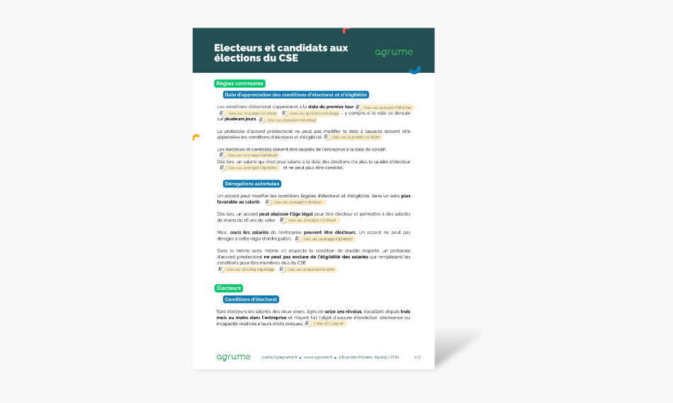 Fiche pratique - Electeurs et candidats aux elections du cse