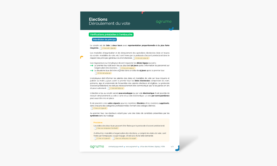 Fiche pratique - Elections deroulement vote