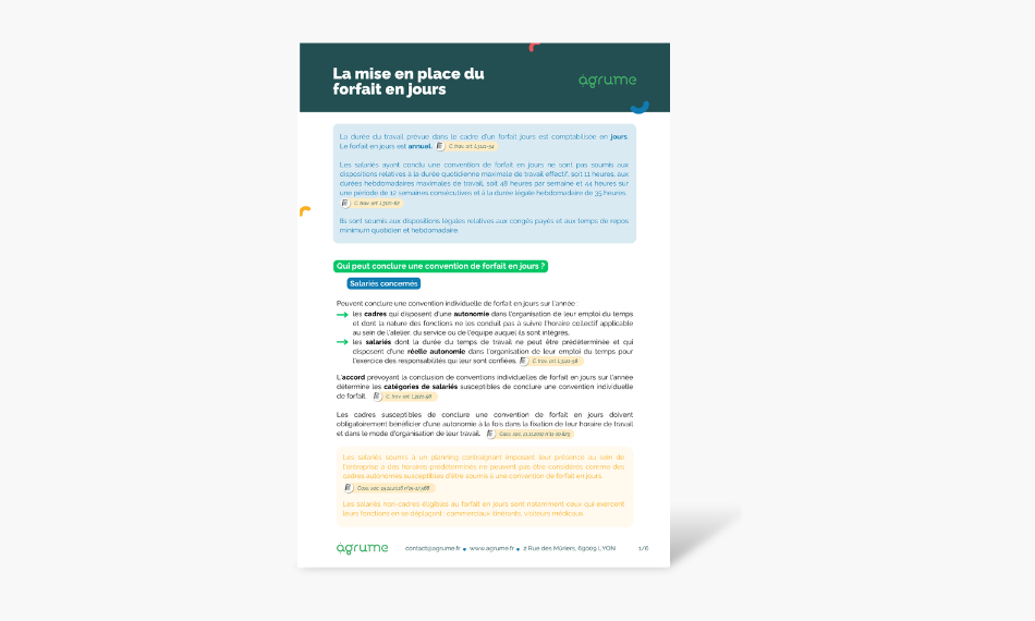 Fiche pratique - mise en place forfait jours