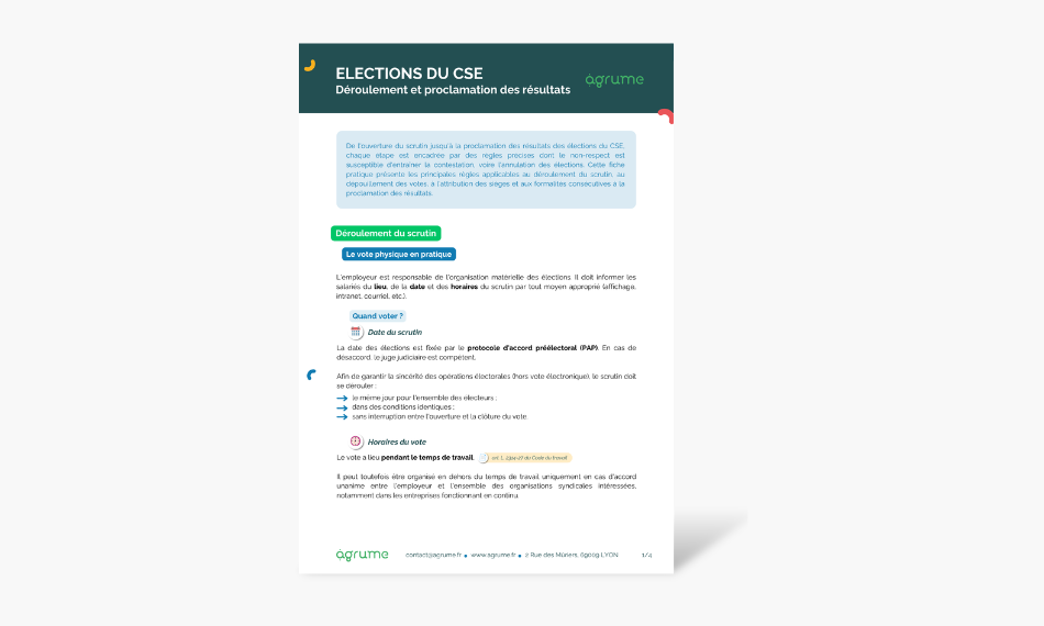 Fiche pratique - Deroulement elections CSE et résultats