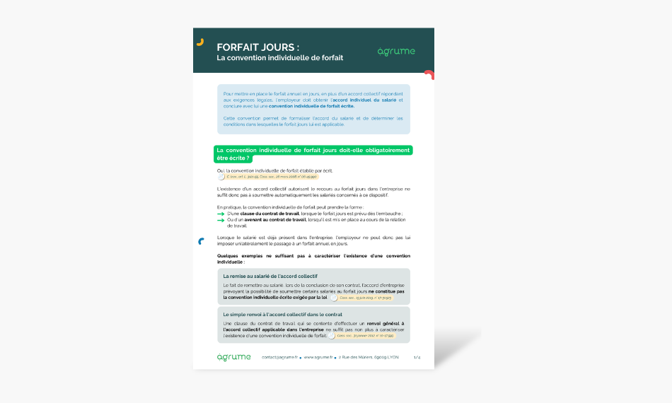 Fiche pratique - convention individuelle forfait jours